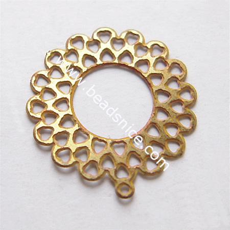 Net flake beading,brass,19.5x18mm,hole:about 1mm,flower,nickel free,lead safe,