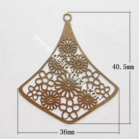 Net flake beading,brass,40.5x36mm,hole:about 2mm,nickel free,lead safe,