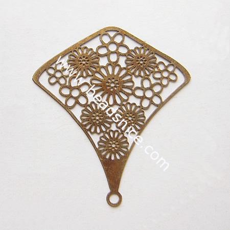 Net flake beading,brass,40.5x36mm,hole:about 2mm,nickel free,lead safe,