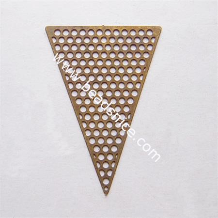 Brass net flake beading,43.5x34mm,nickel free,lead safe,triangular,