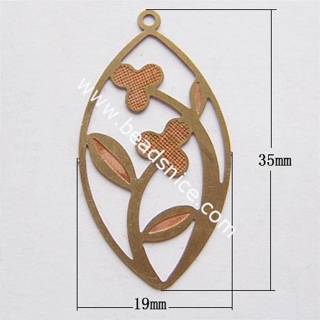 Brass net flake beading,47x27.5mm,hole:about 2mm,nickel free,lead safe,