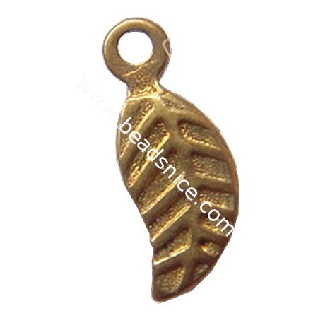 Wholesale pendants, brass, lead-safe, nickel-free,leaf