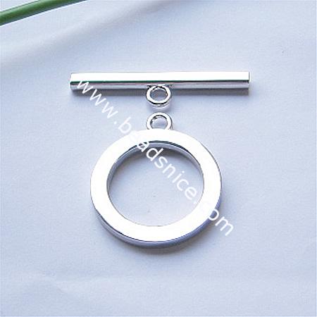 Toggle clasp,brass,51x11mm & 40.5x34.5mm,round inside diameter:24.5mm,hole:about 4mm,nickel free,lead safe,