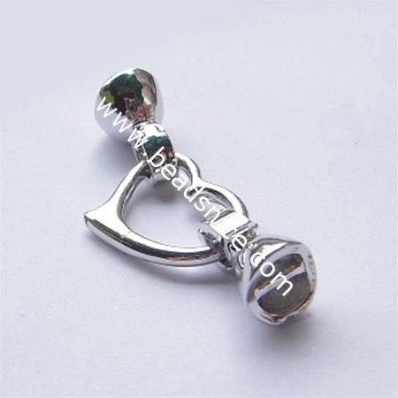 Jewelry clasp,brass,13.5x34mm,heart,nickel free,lead safe,
