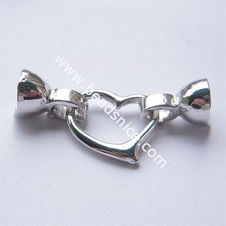 Jewelry clasp,brass,13.5x34mm,heart,nickel free,lead safe,