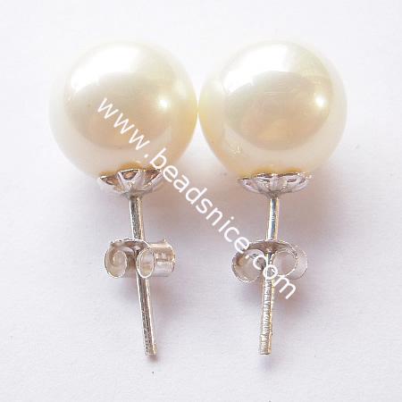 Soun sea shell bead with sterling silver sarring finding,round,bead 12mm,