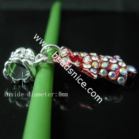 Alloy pendant component,enamel charm with rhinestone,Pb-free & Ni-free & Cd-free,33x14mm,hole:about 4mm, 