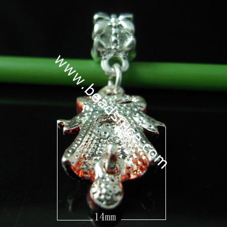 Alloy pendant component,enamel charm with rhinestone,Pb-free & Ni-free & Cd-free,33x14mm,hole:about 4mm, 