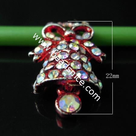 Alloy pendant component,enamel charm with rhinestone,Pb-free & Ni-free & Cd-free,22x14mm,hole:about 1mm, 