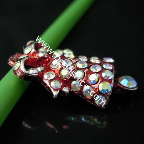 Alloy pendant component,enamel charm with rhinestone,Pb-free & Ni-free & Cd-free,22x14mm,hole:about 1mm, 
