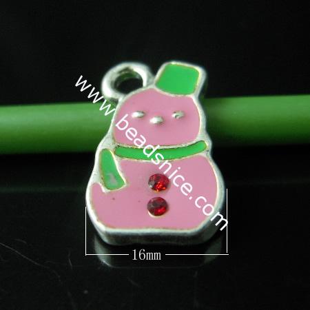 Alloy pendant component,enamel charm with rhinestone,Pb-free & Ni-free & Cd-free,16x10,hole:about 2mm, 