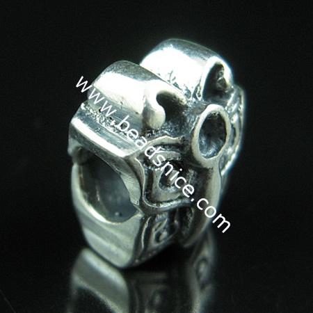 925 sterling silver bali european style bead,12x10mm,hole:approx 5mm,no ,
