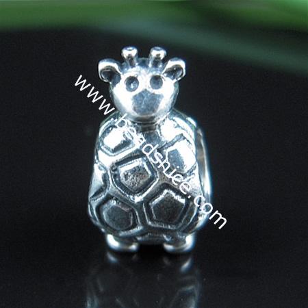925 sterling silver bali european style bead,12x10mm,hole:approx 5mm,no ,animal,