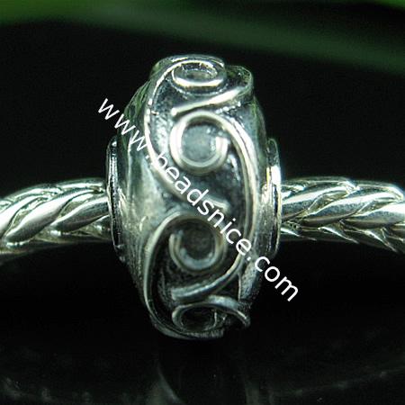 925 sterling silver bali european style bead,13x4.5mm,hole:approx 5.5mm,no ,