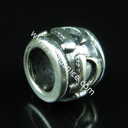 925 sterling silver bali european style bead,8x9mm,hole:approx 5mm,no ,