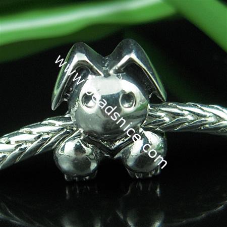 925 sterling silver bali european style bead,animal,14x11mm,hole:approx 4.5mm,no ,