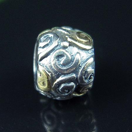 925 Sterling silver bali european style bead,8.5x6.5mm,hole:approx 4.5mm,no ,round,