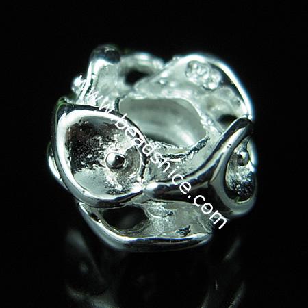 925 sterling silver european style bead,8.5x12.5mm,hole:approx 4.5mm,no ,