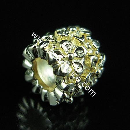 925 Sterling silver european style bead,7.5x9.5mm,hole:approx 4mm,no ,