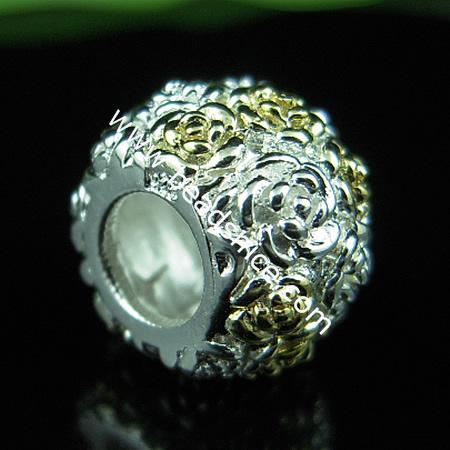 925 Sterling silver european style bead,9x12mm,hole:approx 4mm,no ,
