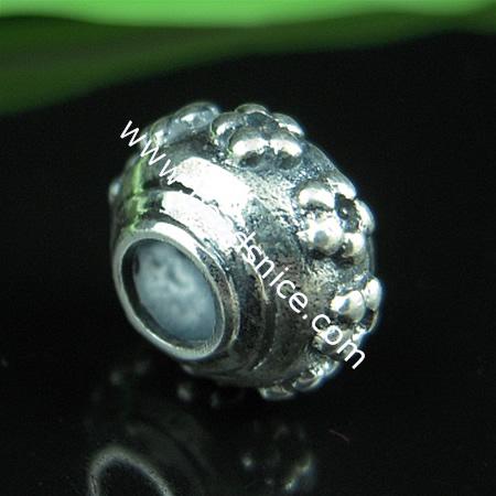 925 Sterling silver bali european style bead,8x12mm,hole:approx 4mm,no ,