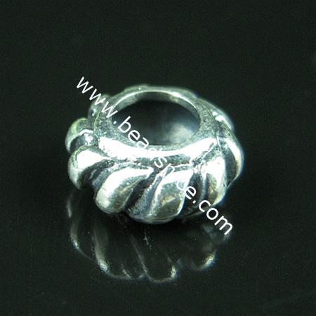 925 Sterling silver bali european style bead,4x9mm,hole:approx 4mm,no ,