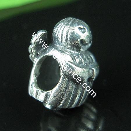 925 Sterling silver bali european style bead,12.5x9.5mm,hole:approx 4.5mm,no ,