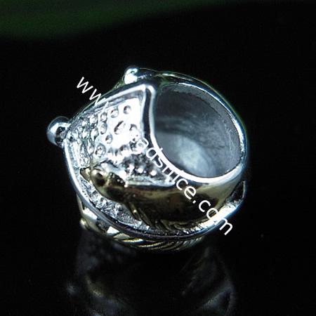 925 Sterling silver bali european style bead,10.5x11mm,hole:approx 4.5mm,no ,