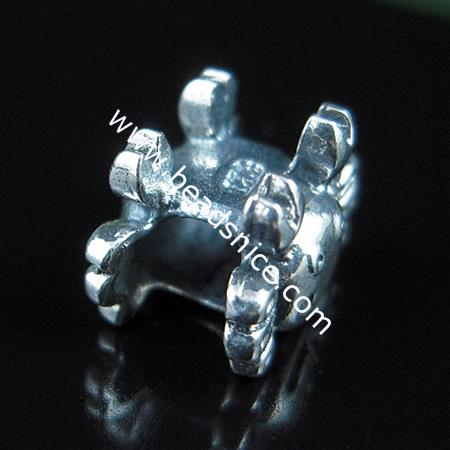 925 Sterling silver bali european style bead,animal,8x11mm,hole:approx 4mm,no ,