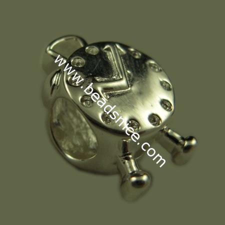 925 Sterling silver bali european style bead,15x9.5mm,hole:approx 5mm,no ,