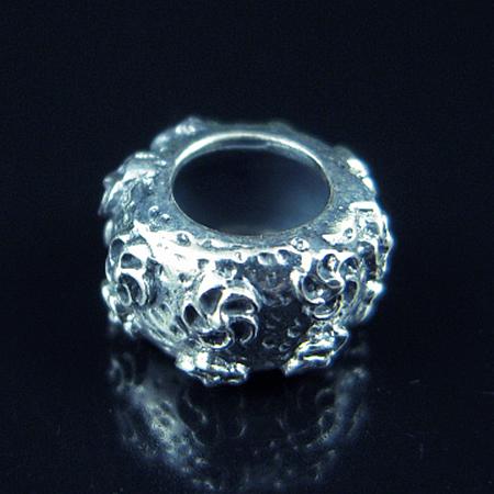 925 Sterling silver bali european style bead,6x9.5mm,hole:approx 5mm,no ,