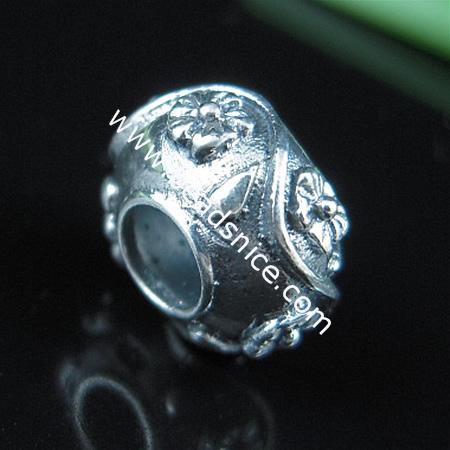 925 Sterling silver bali european style bead,7x12mm,hole:approx 4.5mm,no ,