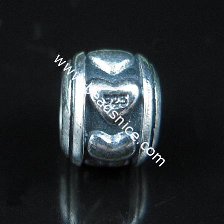 European style bead,925 sterling silver bali bead,6.5x8mm,hole:approx 5mm,no ,