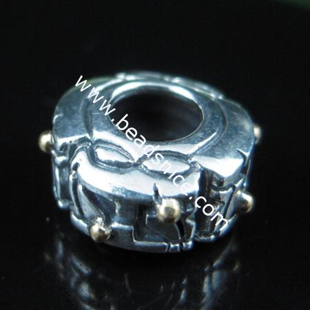 European style bead,925 sterling silver bali bead,6.5x12mm,hole:approx 5mm,no ,