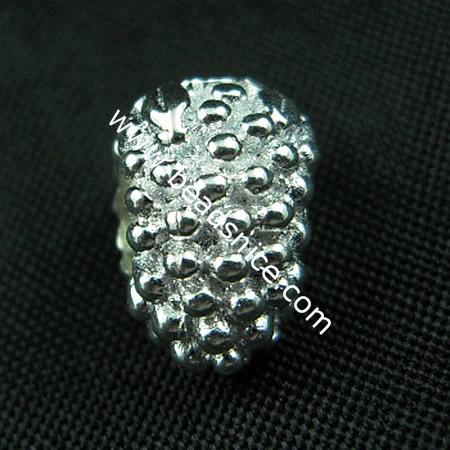 European style bead,925 sterling silver bead,10x8.5mm,hole:approx 4mm,no ,