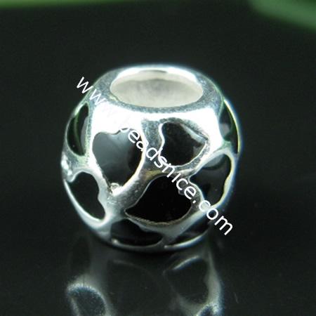 925 sterling silver enamel charm european style bead,8x9mm,hole:approx 4mm,