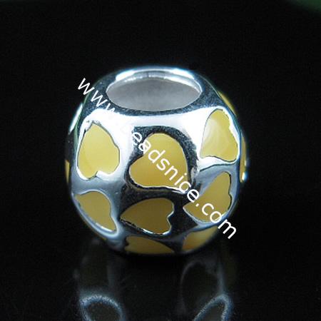 925 sterling silver enamel charm european style bead,8x9mm,hole:approx 4mm,