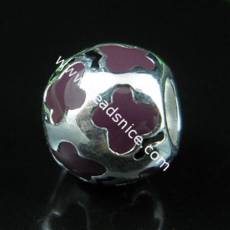 925 sterling silver enamel charm european style bead,8x9.5mm,hole:approx 4mm,