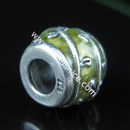 925 sterling silver enamel charm european style bead,9.5x11mm,hole:approx 4mm,