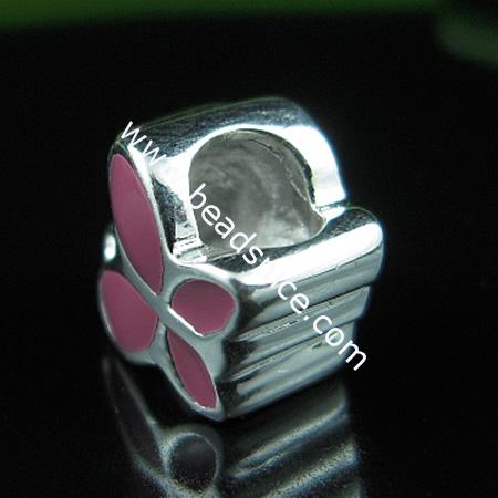 925 Sterling silver enamel charm european style bead,9x9mm,hole:approx 4.5mm,animal,