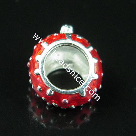 925 Sterling silver enamel charm european style bead,9x9mm,hole:approx 4.5mm,