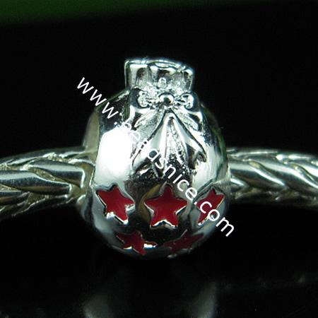 925 Sterling silver enamel charm european style bead,9.5x9.5mm,hole:approx 5mm,