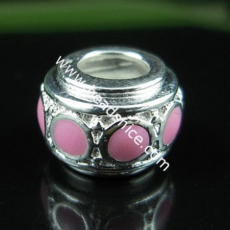 925 Sterling silver enamel charm european style bead,7x10mm,hole:approx 4.5mm,