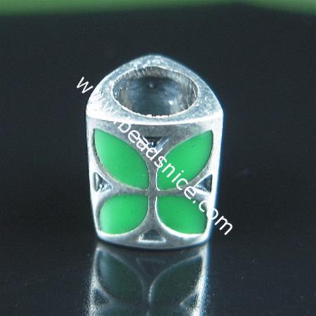 925 Sterling silver enamel charm european style bead,7x8mm,hole:approx 4mm,triangular