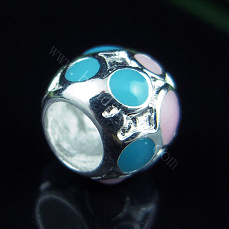 925 Sterling silver enamel charm european style bead,8x9mm,hole:approx 5mm,no ,
