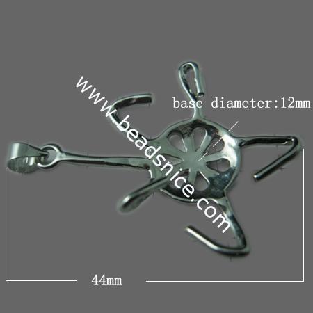 Jewelry Pendant Blank,Pendant Settings,Brass, 44x33mm,Base Diameter:12mm,copper or gun metal plating etc, lead-safe,nickel-free,
