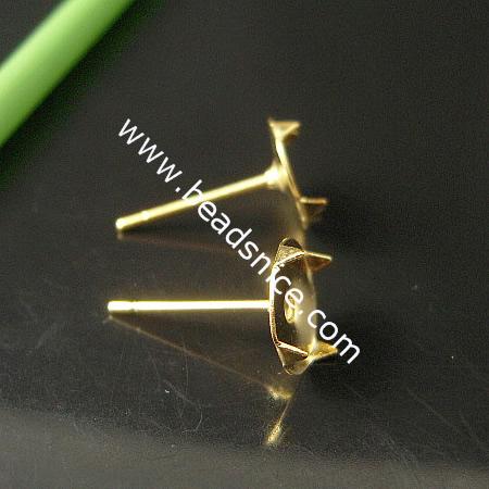 Brass Stud Earring, flat pad, without earnut, more plated colors for choice,round