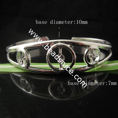 Jewelry Brass Bracelet,Inside:63x51mm,Base Diameter:10mm & 7mm, Lead Safe,Nickel Free,