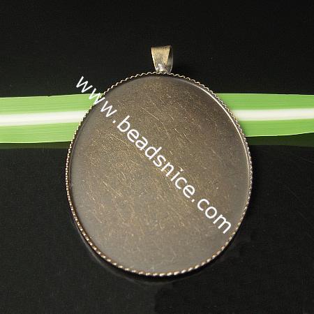 Brass Cabochon Pendant Setting ,fits 30X40mm oval,Hole:about 6x4mm,Lead Safe,Nickel Free,Rack Plating,