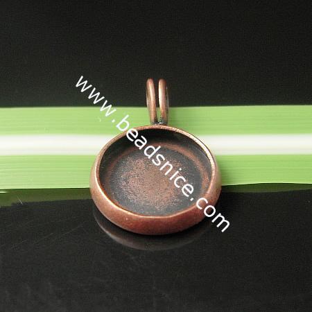 Brass Cabochon Pendant Setting ,fits 10mm round,hole:about 4x2mm,Lead Safe,Nickel Free,Rack Plating,